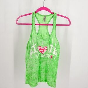 I Heart My Rack Breast Cancer Green/Pink Tank